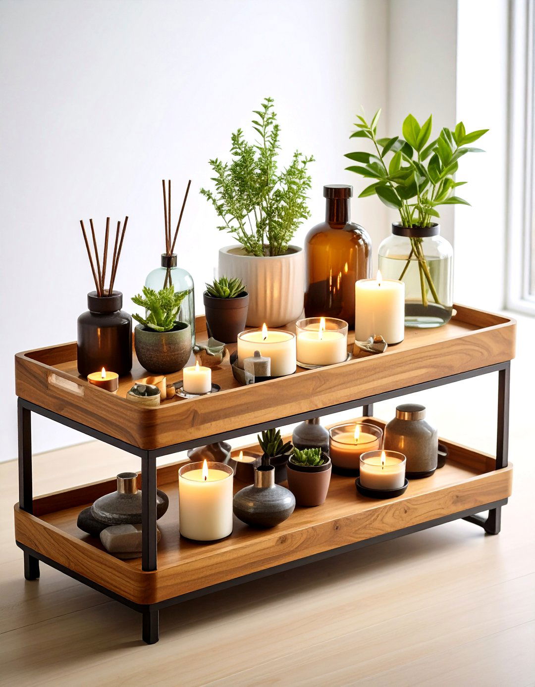 Layered Trays for Corralling Items - 20 Sideboard Decor Ideas