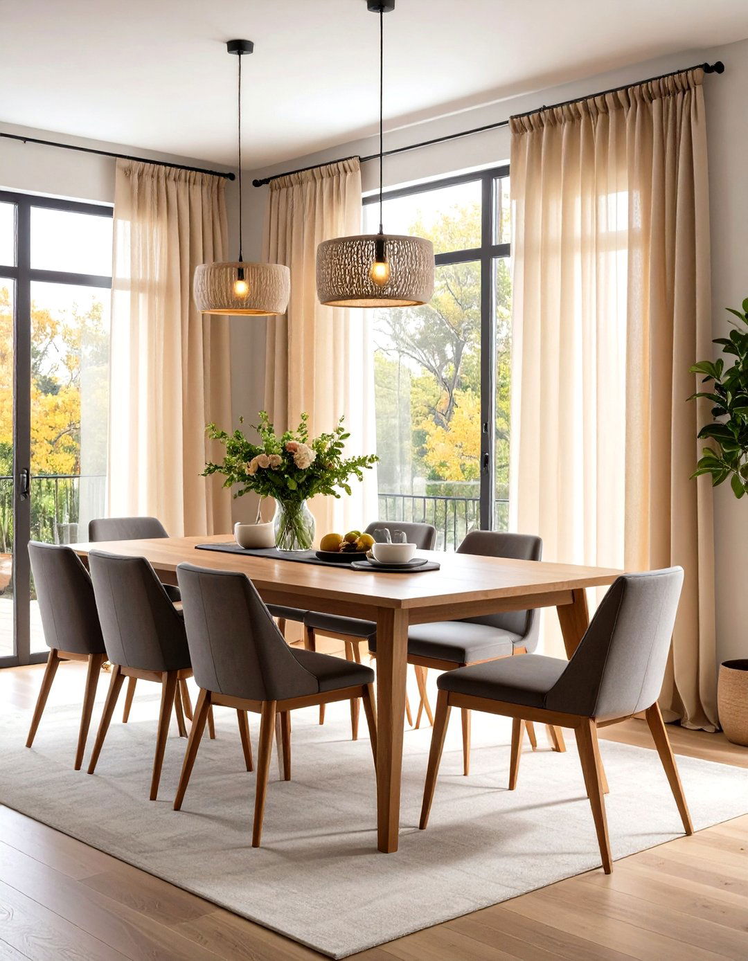 Layered Window Sheers and Drapes for Versatility - 20 Dining Room Window Treatments