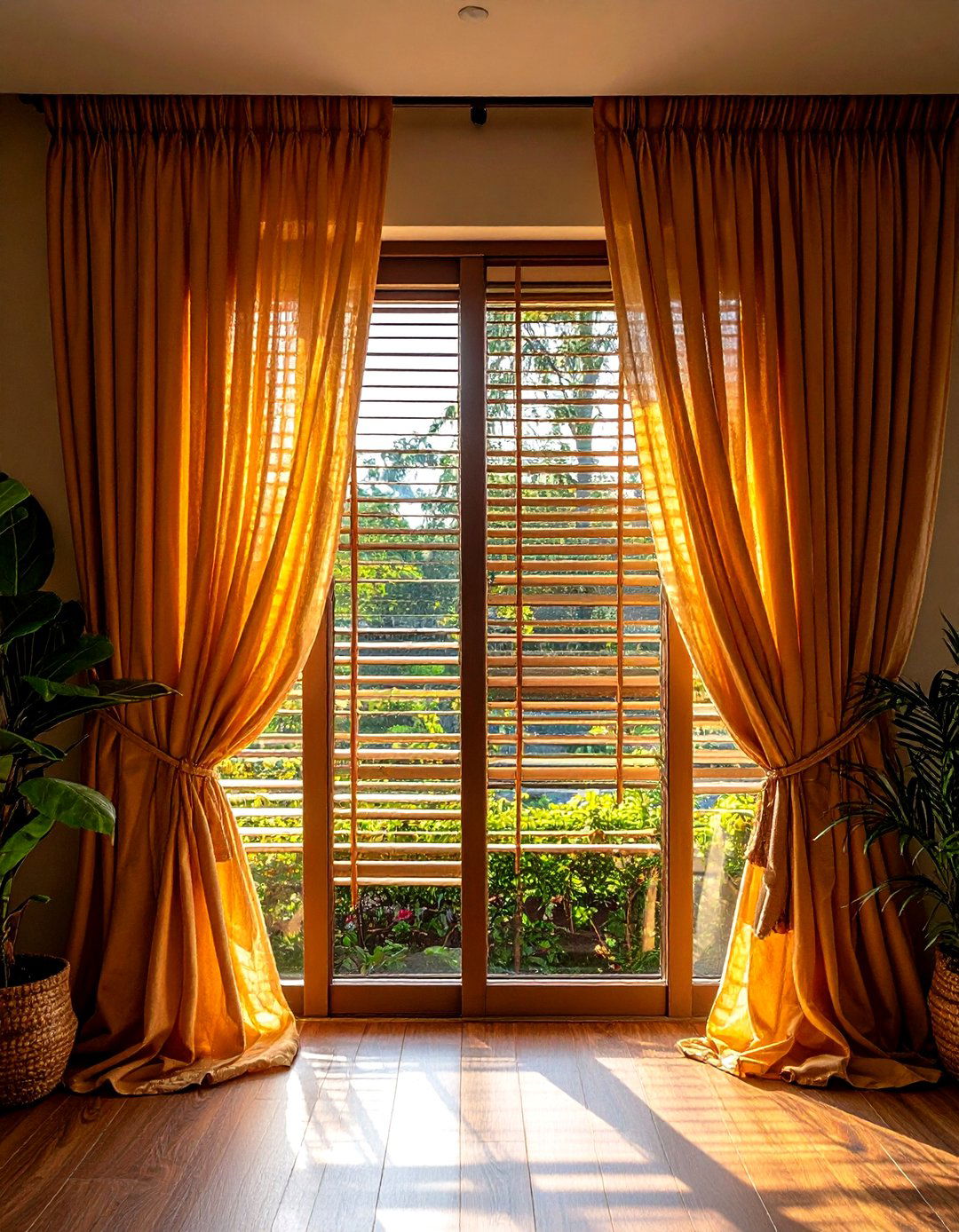 Layered Window Treatments Soften the Boho Living Room - 20 Boho Living Room Ideas