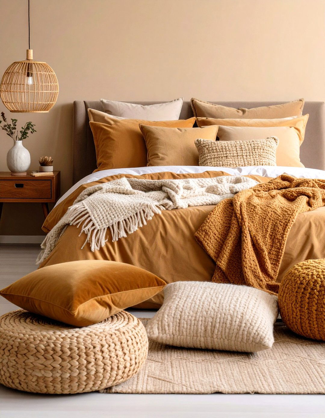 Layering Textures for Depth - 20 Tan Bedroom Ideas