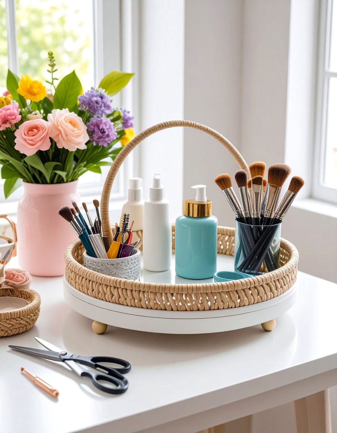 Lazy Susan Turntables for Frequently Used Items - 20 Craft Room Organization Ideas
