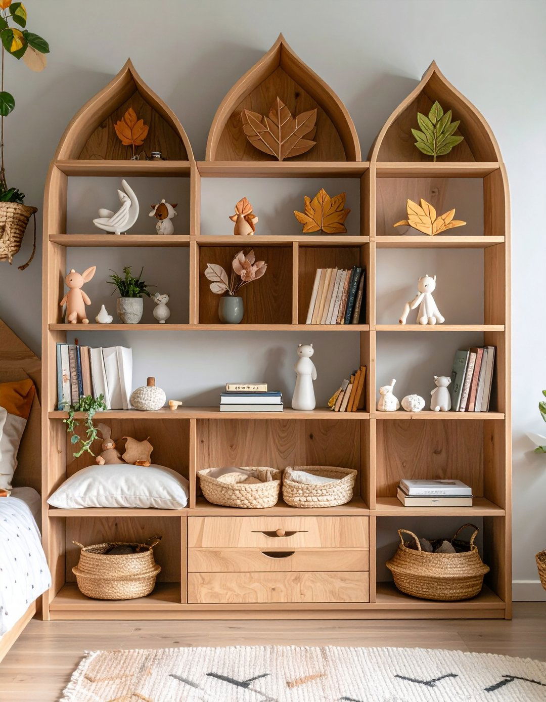 Leaf Shaped Shelves Add Organic Storage Solutions to a Fairy themed Bedroom - 20 Fairy-themed Bedroom Ideas