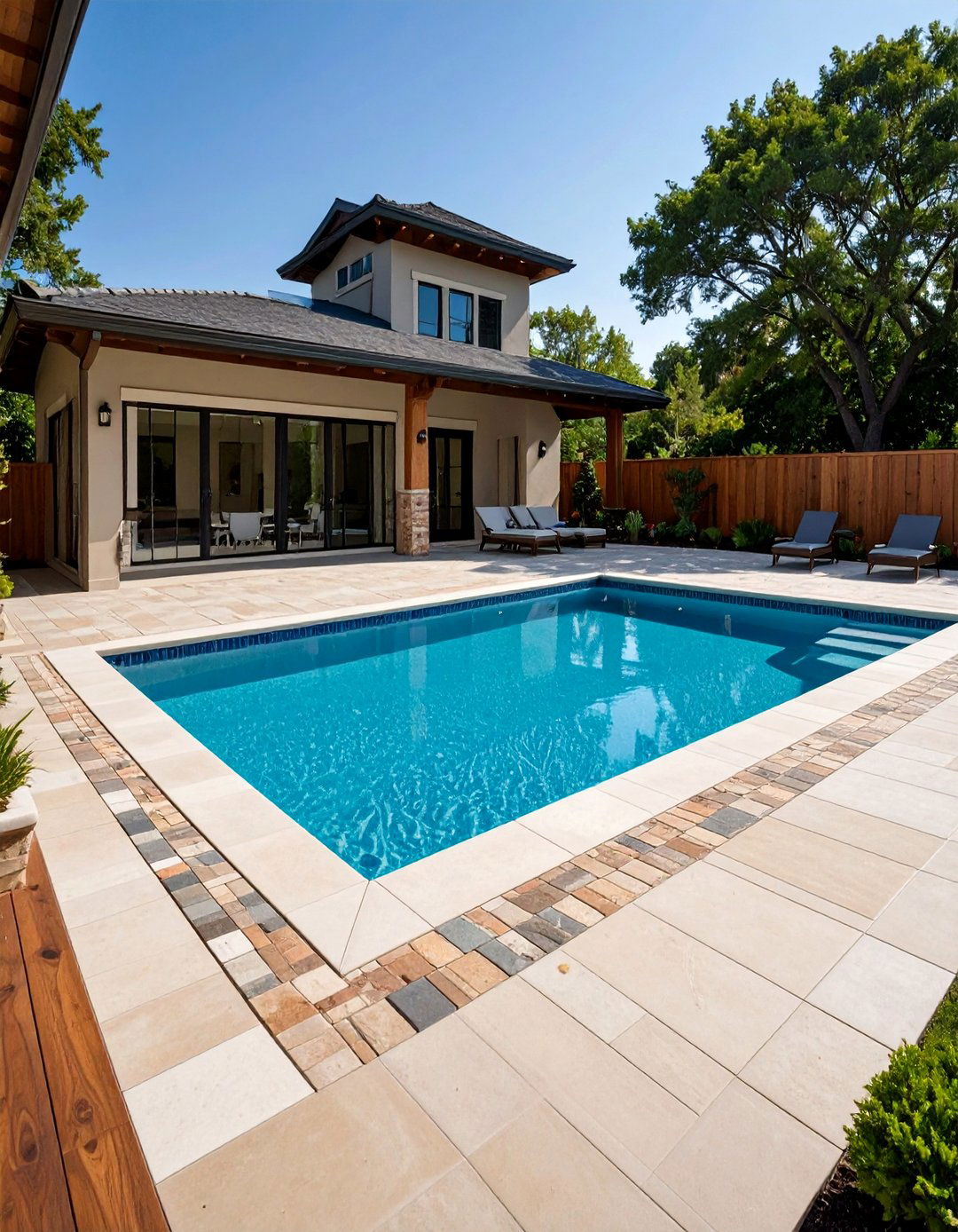 Leafy Accents Pattern - 20 Stamped Concrete Pool Deck Ideas