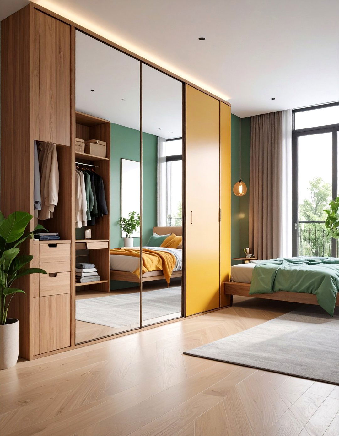 Leaning Floor Length Mirror by the Wardrobe - 20 Bedroom Mirror Ideas