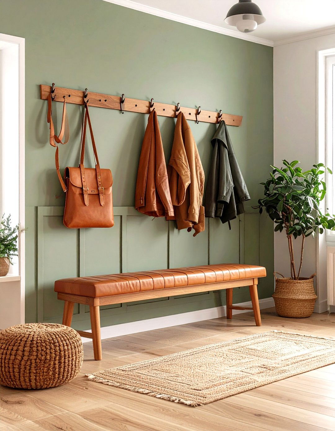 Leather Accents - 20 Scandinavian Entryway Ideas