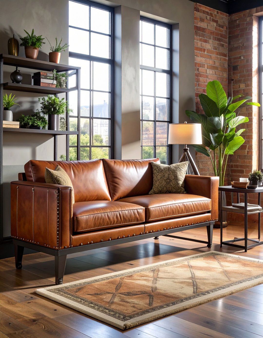 Leather Entryway Bench with Industrial Accents - 20 Entryway Bench Ideas