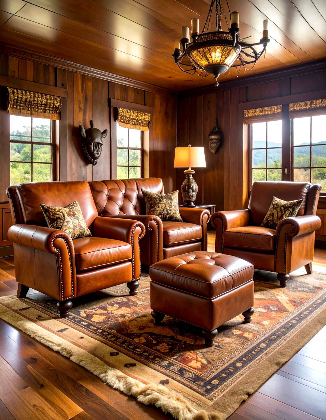 Leather Furniture Hunting Trophy Room Decor - 20 Hunting Trophy Room Ideas