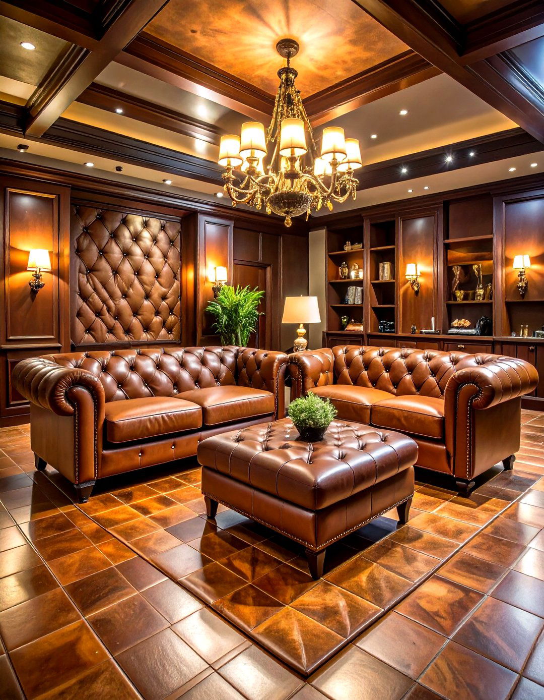 Leather Tile Man Cave Flooring - 20 Man Cave Flooring Ideas