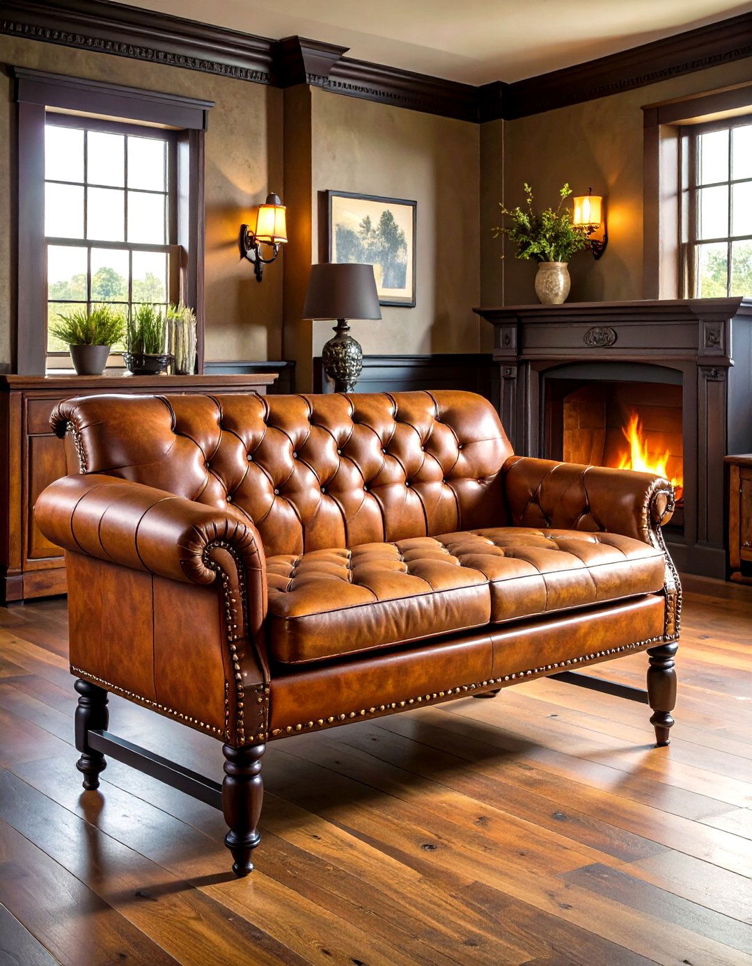 Leather Topped Club Fender Fireplace Bench for Classic Glamour - 20 Fireplace Bench Ideas