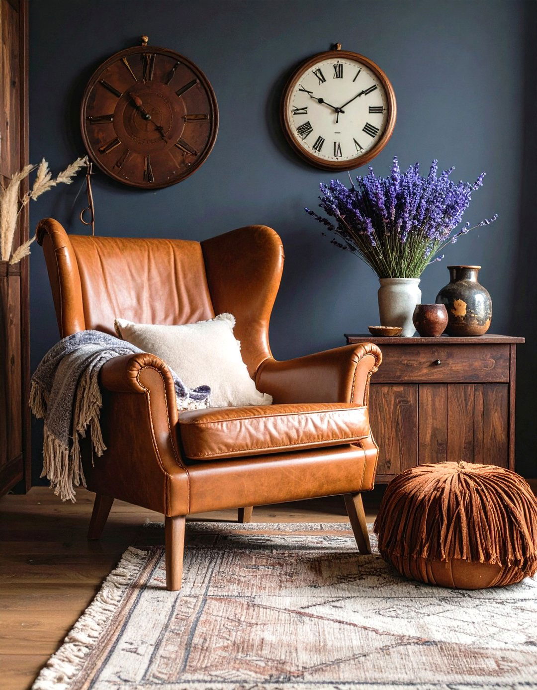 Leather and Fringe Add Bedroom Edge - 20 Dark Boho Bedroom Ideas