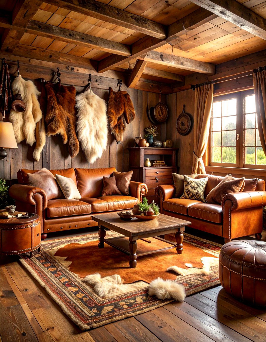 Leather and Fur Hunting Room Ideas with Natural Textures - 20 Hunting Room Ideas