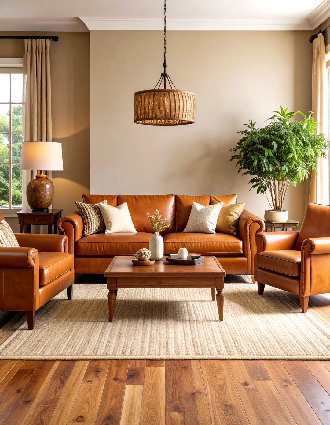 Leather and Wood Classic Mens Living Room - 20 Men's Living Room Ideas