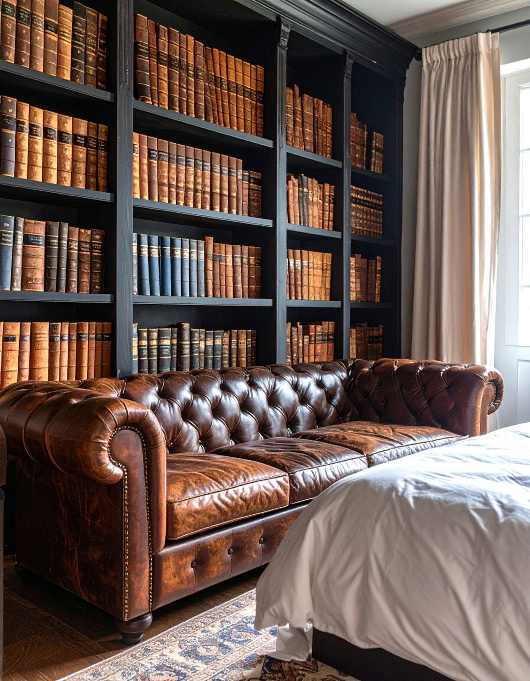 Leather bound Books and Shelves - 20 Vampire Bedroom Ideas