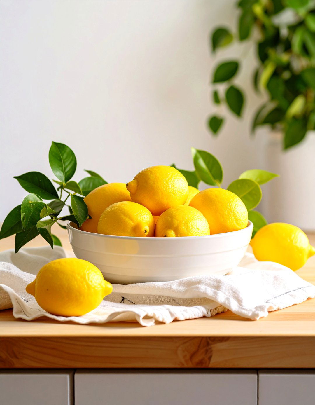 Lemon and Linen Dough Bowl Kitchen Brightener - 20 Dough Bowl Decor Ideas