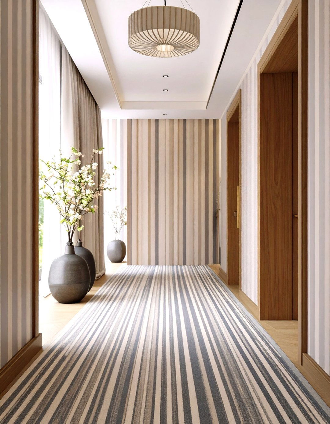 Length Enhancing Stripes - 20 Hallway Decor Ideas