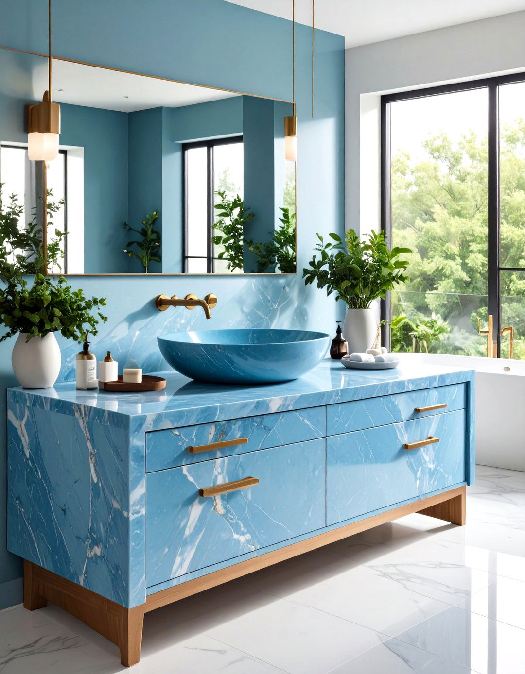 Light Blue Bathroom Marble Vanity Top Ideas - 20 Blue Bathroom Ideas