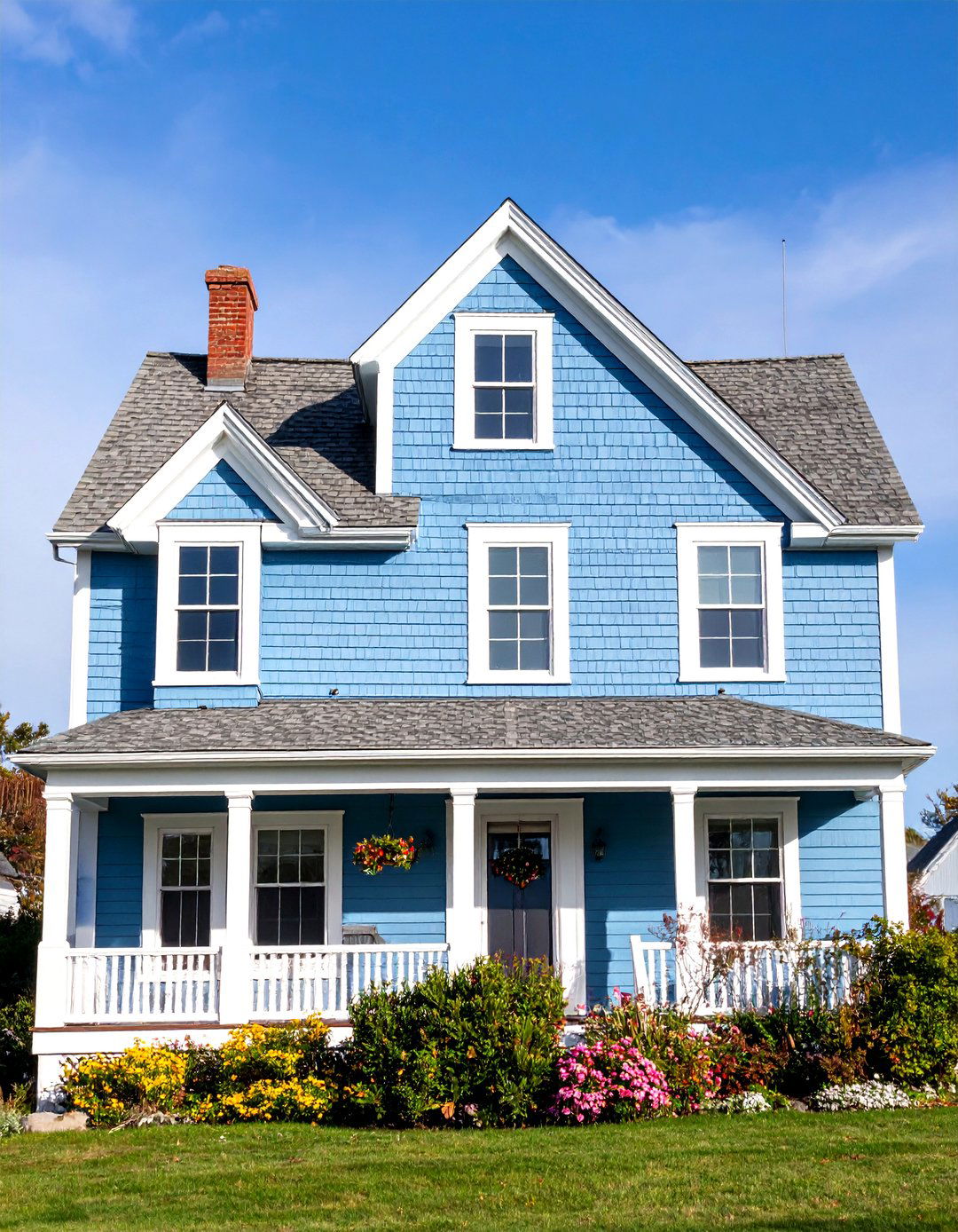 Light Blue Cape Cod House Exterior with Weathered Shingles - 20 light blue house exterior ideas