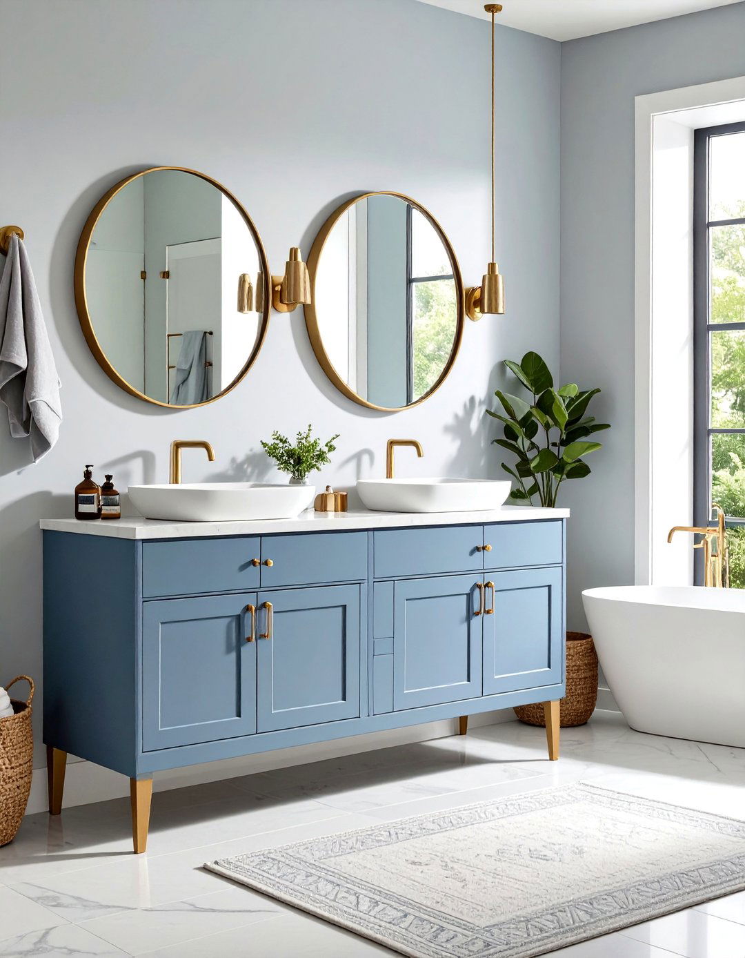 Light Blue Gray Bathroom Vanity Cabinet Ideas - 20 Blue Bathroom Ideas