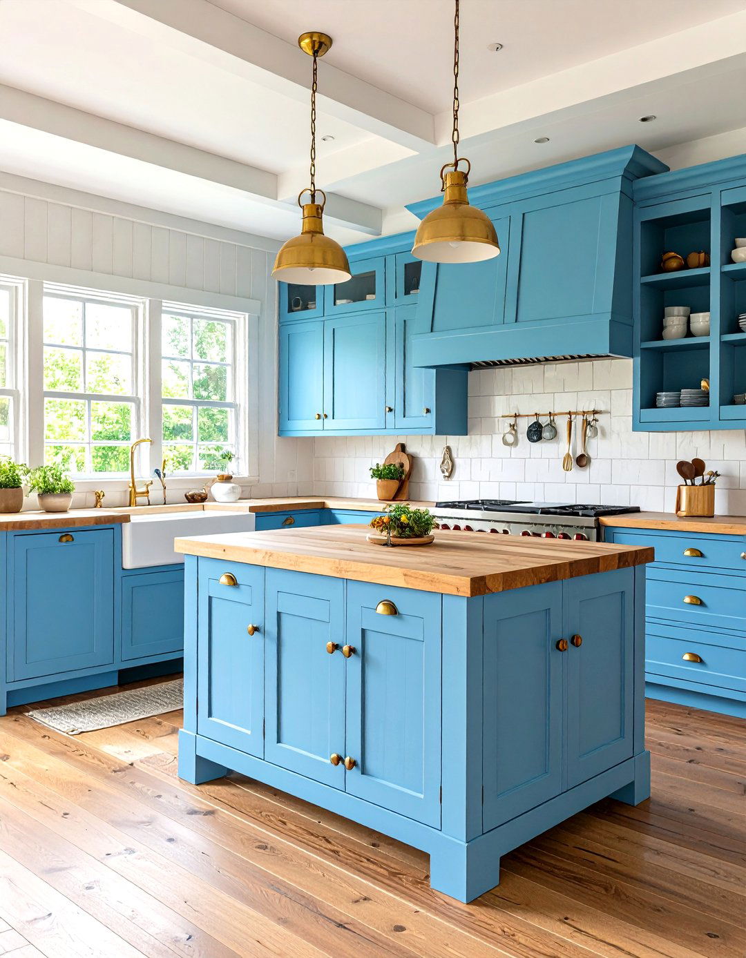 Light Blue Kitchen Cabinets with Antique Gold Hardware - 20 blue kitchen cabinets with gold hardware