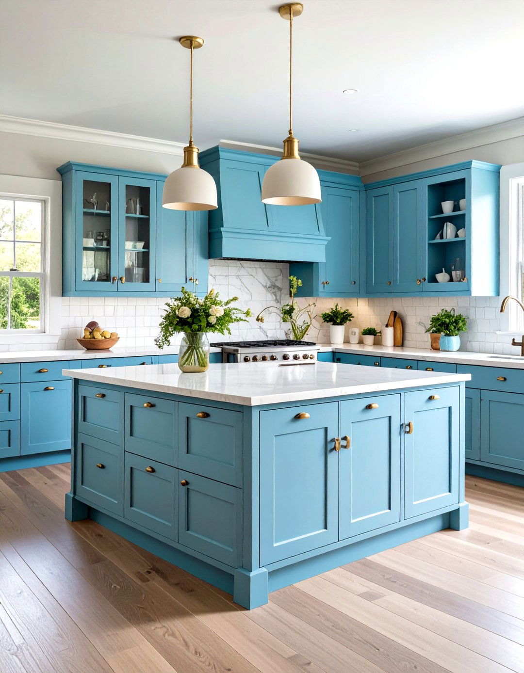 Light Blue Powder Kitchen Cabinets for Airy Ambiance - 20 Blue Kitchen Ideas