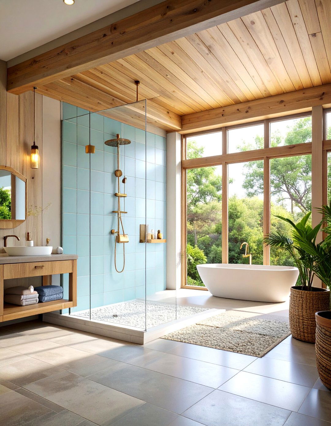 Light Blue Tile Bathrooms for Serene Spa Atmospheres - 20 Blue Tile Bathroom Ideas