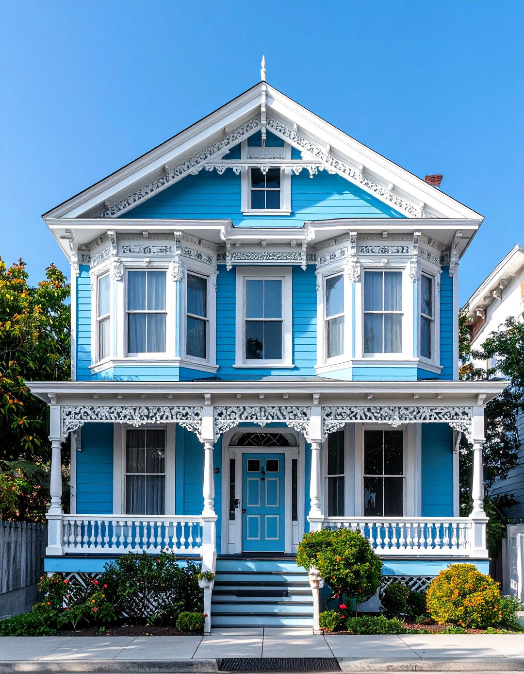 Light Blue Victorian House Exterior with Ornate Detailing - 20 light blue house exterior ideas