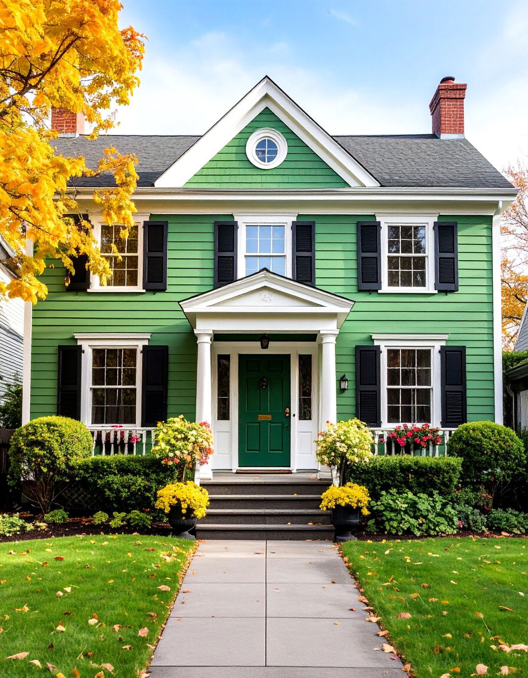Light Green House Exterior Colonial Traditional Design - 20 Light Green House Exterior Ideas