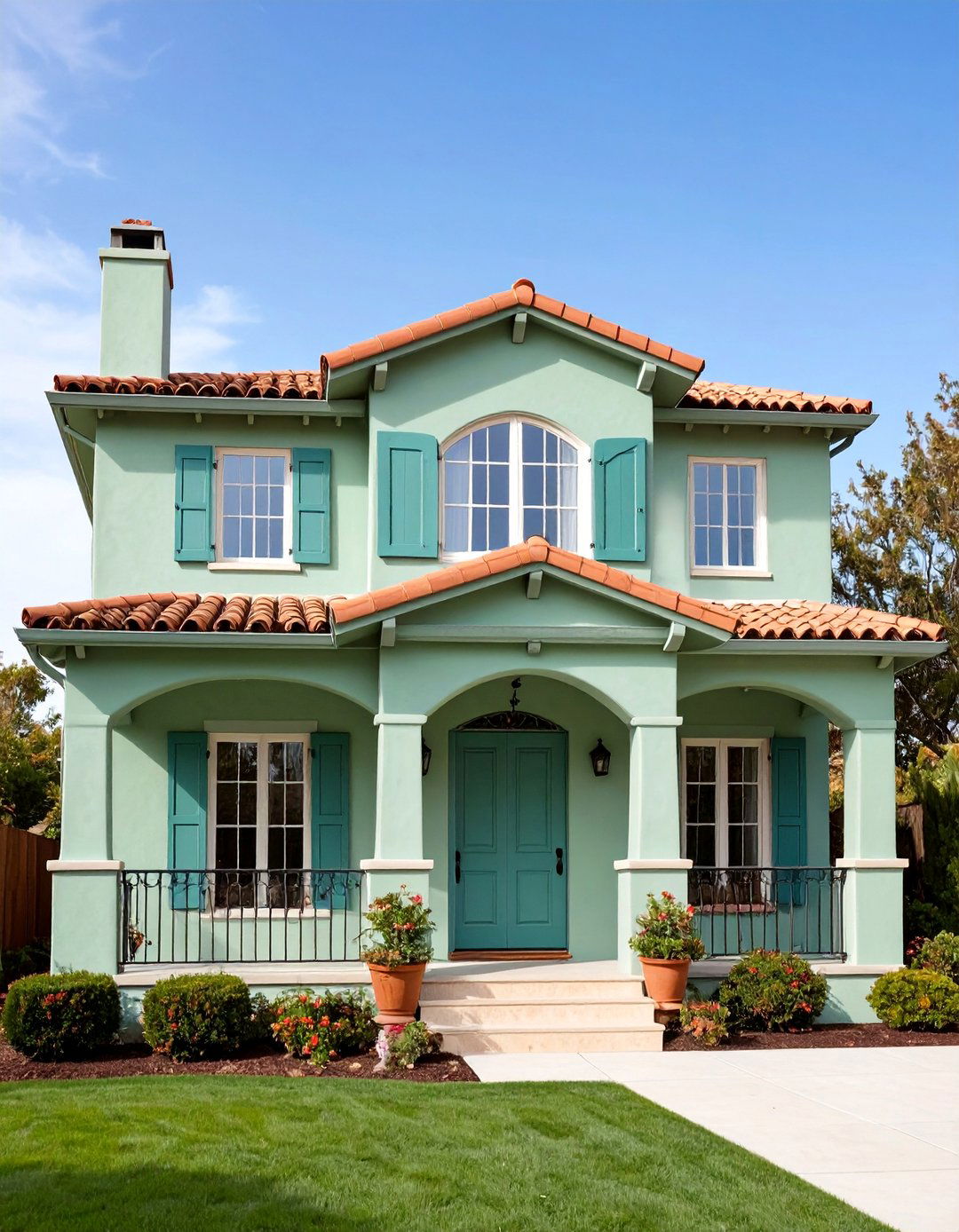Light Green House Exterior Mediterranean Stucco Style - 20 Light Green House Exterior Ideas