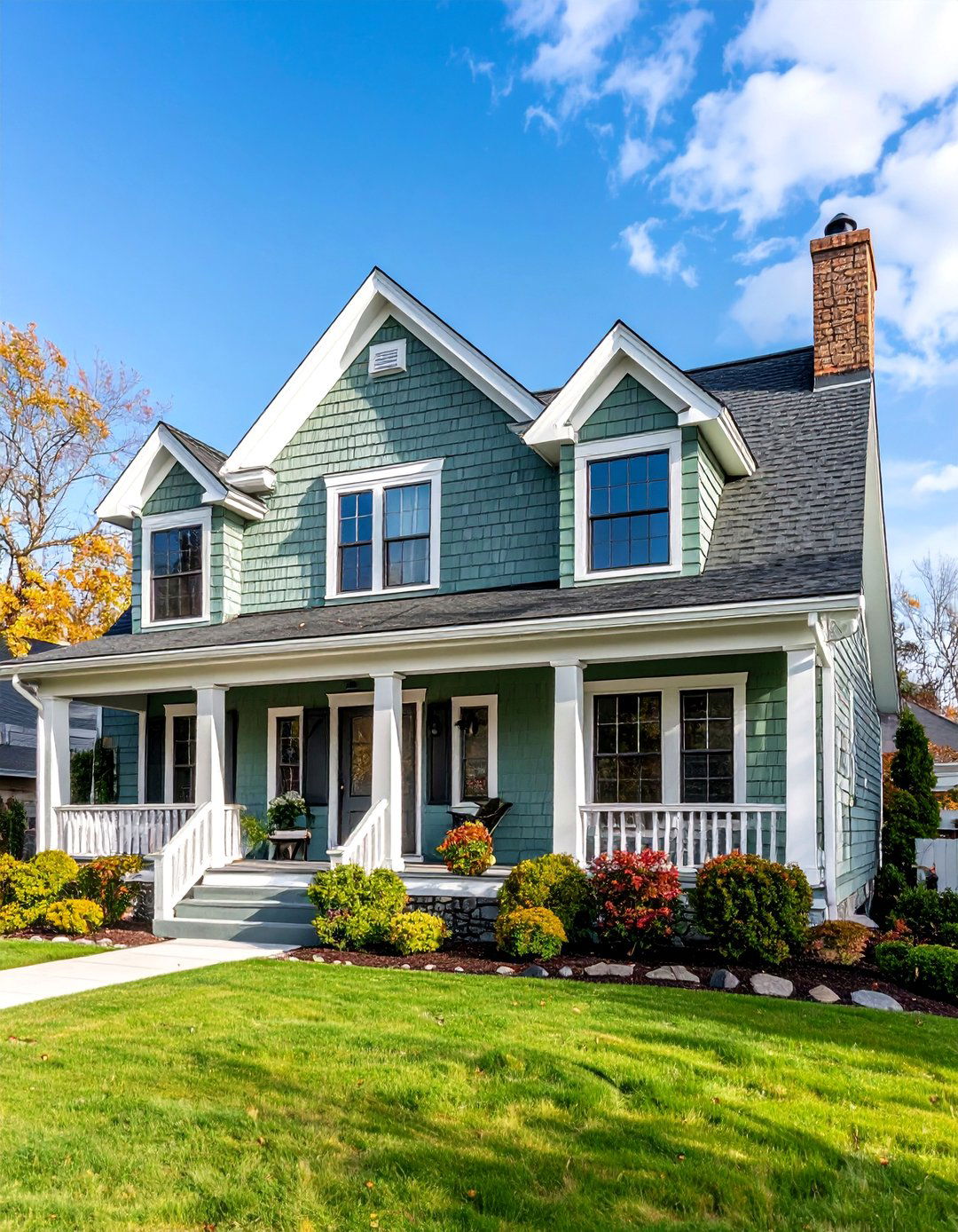 Light Green House Exterior Traditional Shingle Style - 20 Light Green House Exterior Ideas