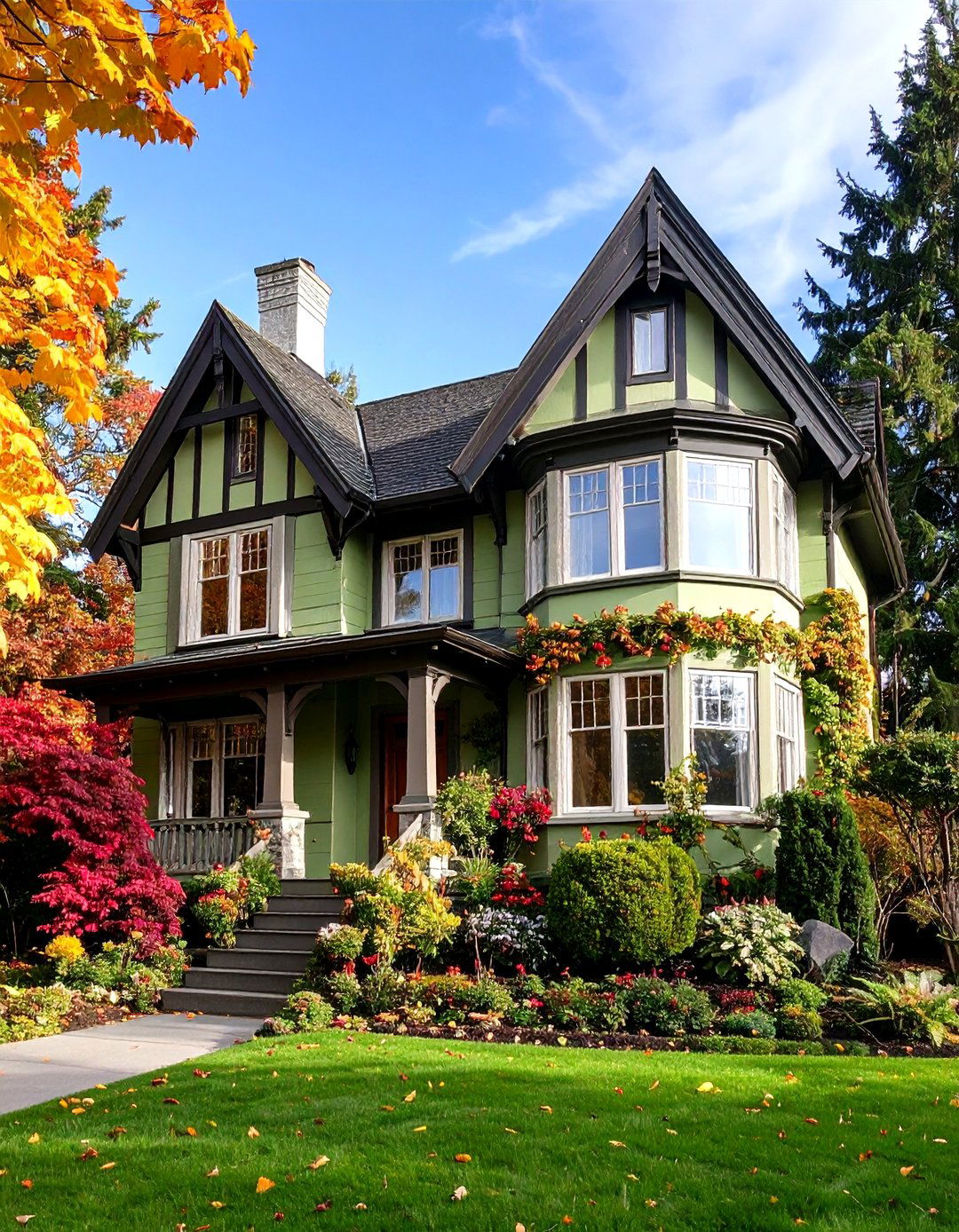 Light Green House Exterior Tudor Revival Character - 20 Light Green House Exterior Ideas