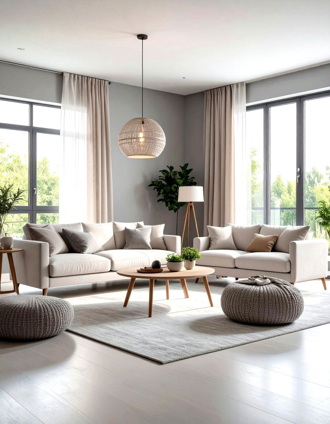 Light Grey Airy Living Room Design - 20 Grey Living Room Ideas