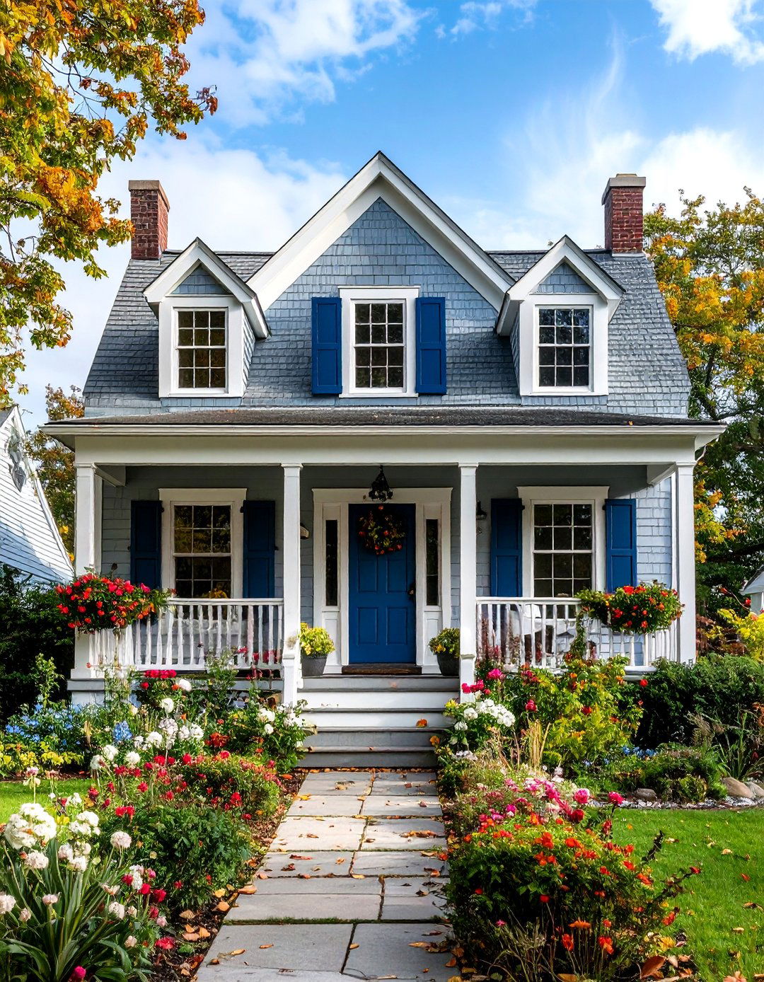 Light Grey House Cape Cod with Dormer Windows - 20 Light Grey House With White Trim Design Ideas