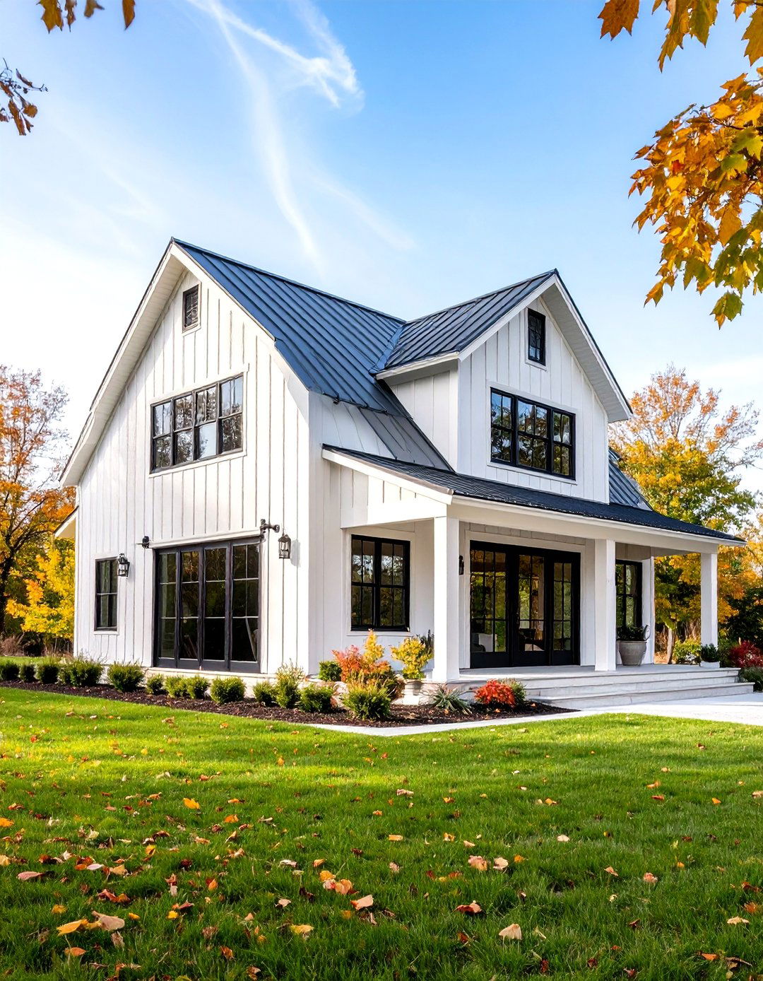 Light Grey House Contemporary Barn Style with Metal Roofing - 20 Light Grey House With White Trim Design Ideas