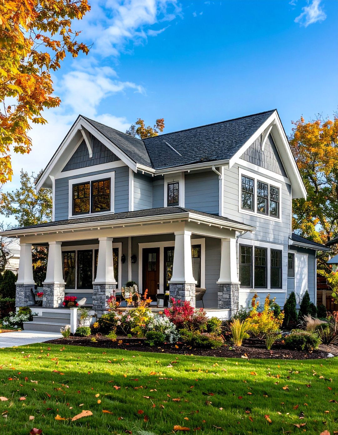 Light Grey House Contemporary Craftsman with Clean Lines - 20 Light Grey House With White Trim Design Ideas