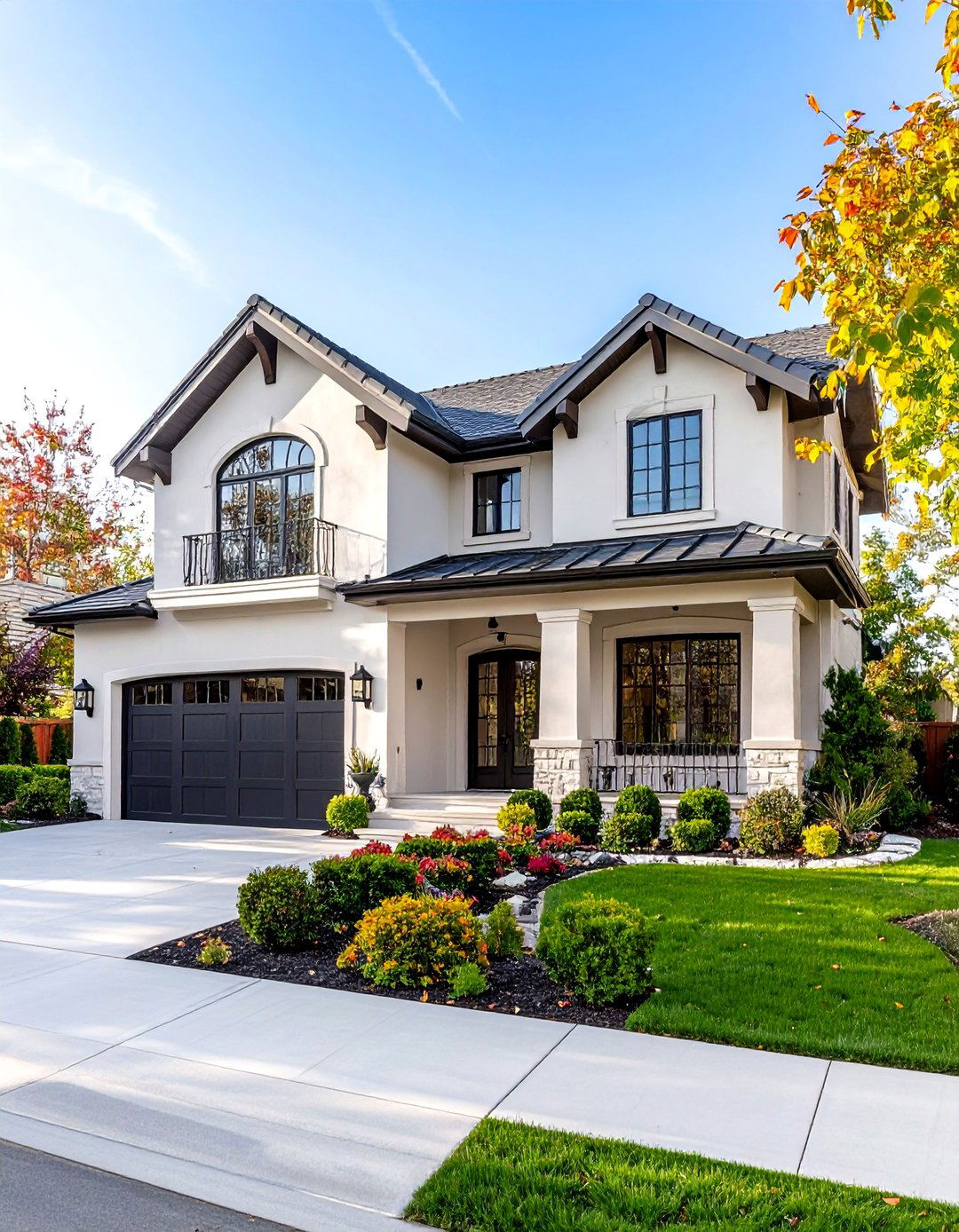 Light Grey House Mediterranean Fusion with Stucco Texture - 20 Light Grey House With White Trim Design Ideas
