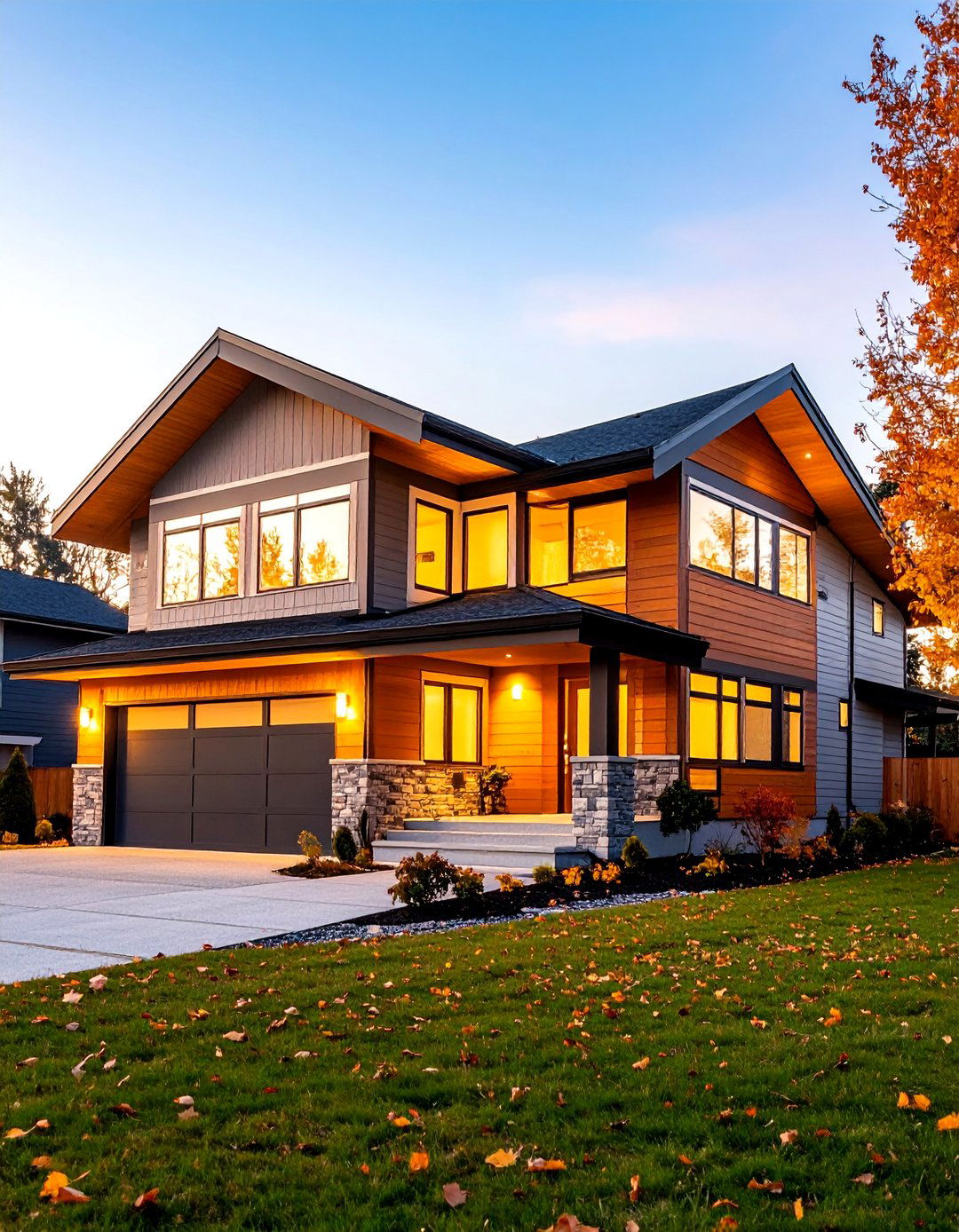 Light Grey House Mid Century Modern with Flat Roof Elements - 20 Light Grey House With White Trim Design Ideas