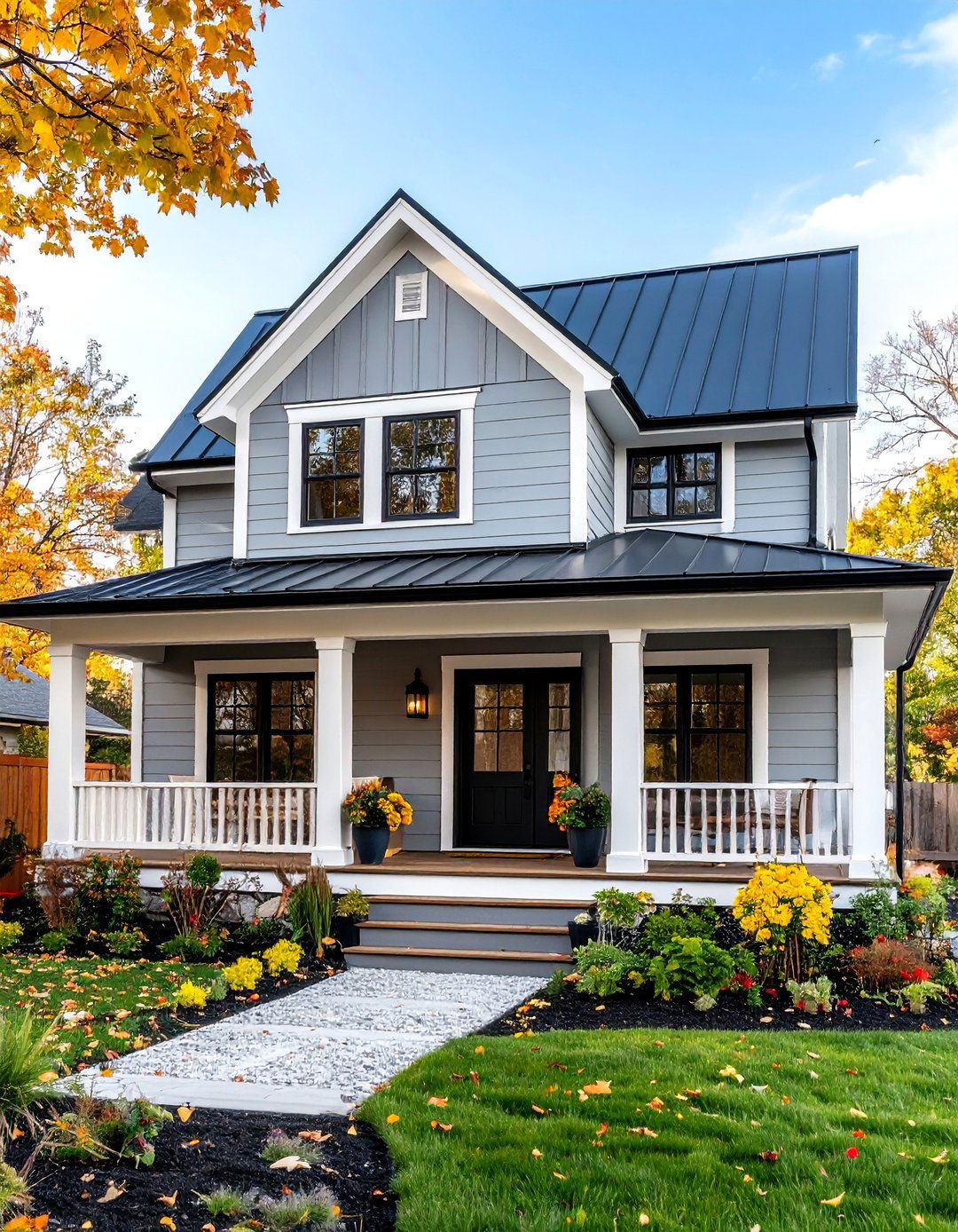 Light Grey House Modern Farmhouse Board and Batten Style - 20 Light Grey House With White Trim Design Ideas