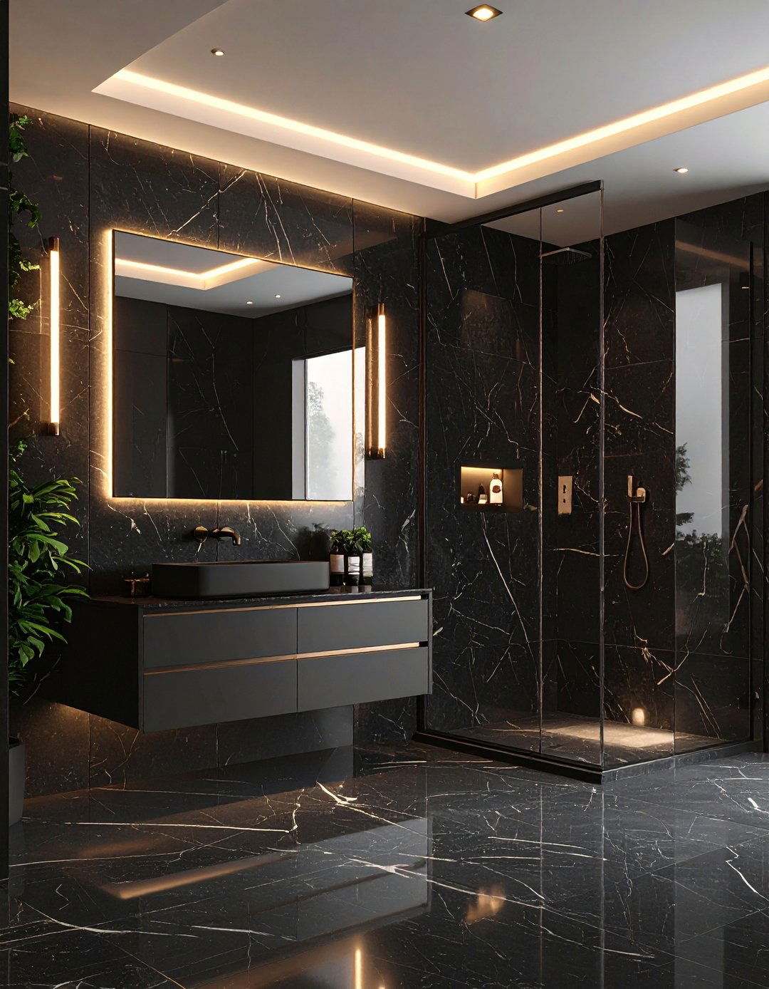 Light It Right Layered Illumination - 20 Black Marble Bathrooms