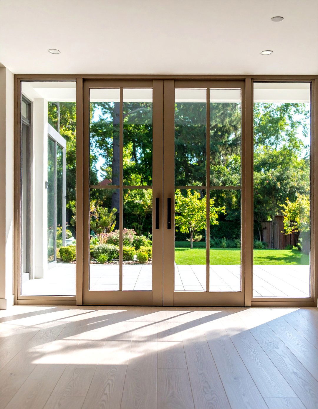 Light Loving Glass Paneled Double Front Door - 20 Double Front Door Ideas