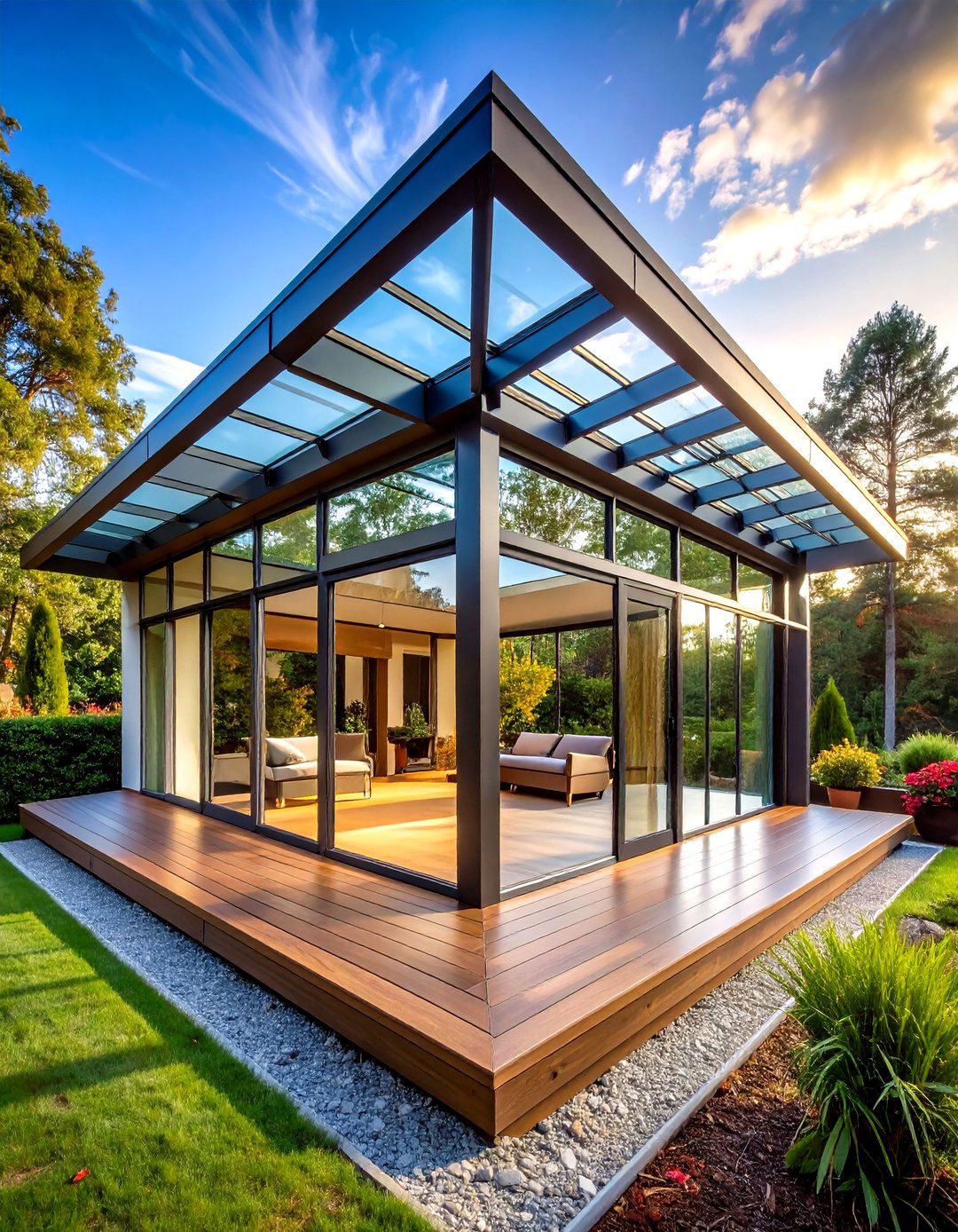 Light Loving Glass Porch Roof - 20 Front Porch Roof Ideas