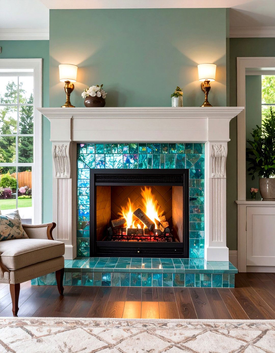 Light Reflecting Glass Mosaic Fireplace Tile - 20 Fireplace Tile Ideas