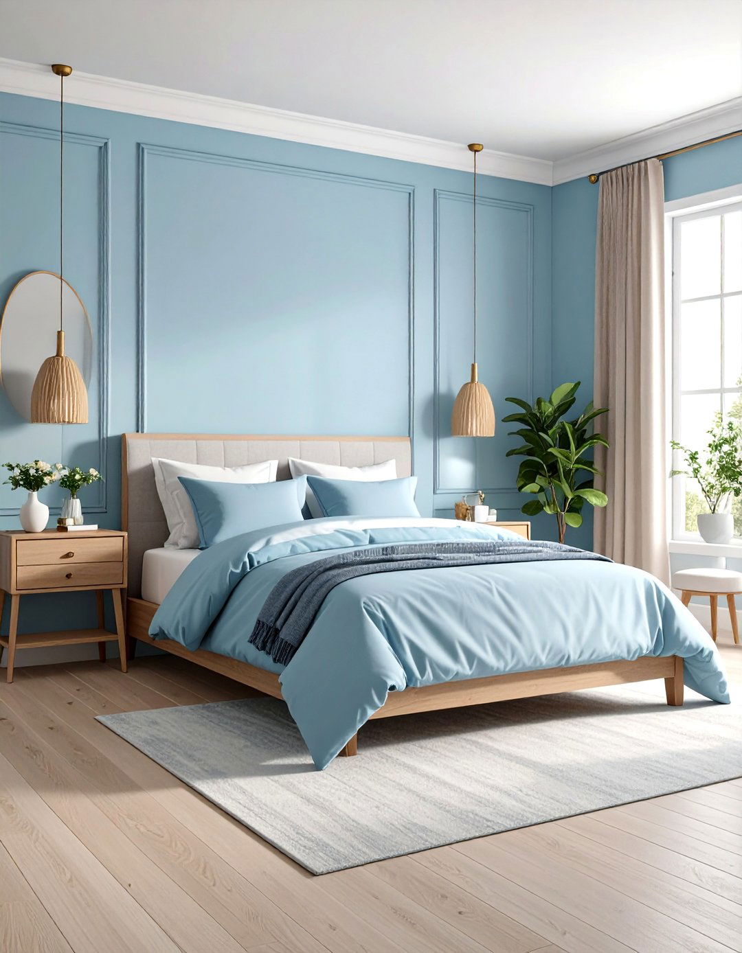 Light Reflective Finishes for Small Rooms - 20 Duck Egg Blue Bedroom Ideas
