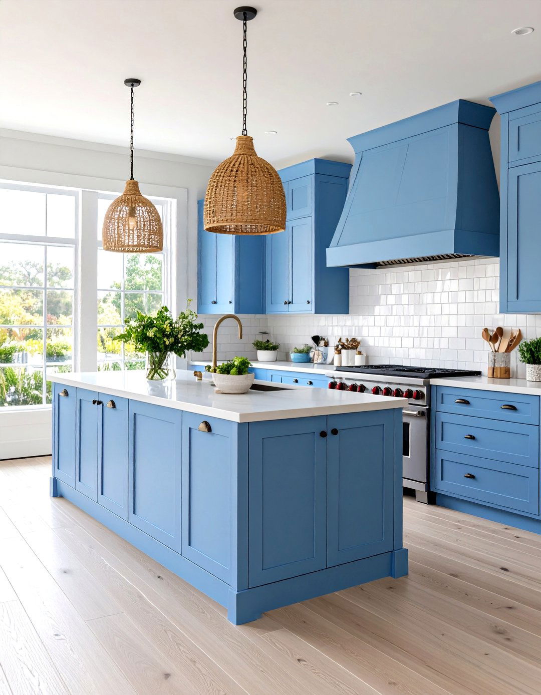 Light Wood Floor Coastal Kitchen with Breezy Elements - 20 Light Wood Floor Kitchen Ideas