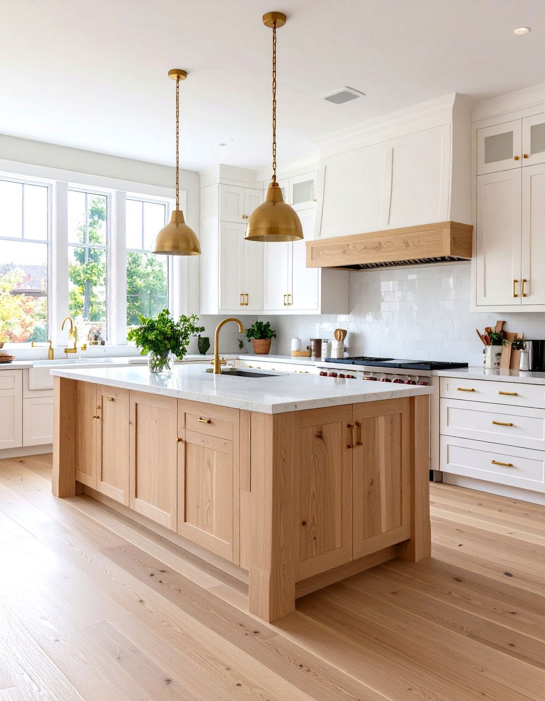 Light Wood Floor Kitchen with Matching Wood Island - 20 Light Wood Floor Kitchen Ideas