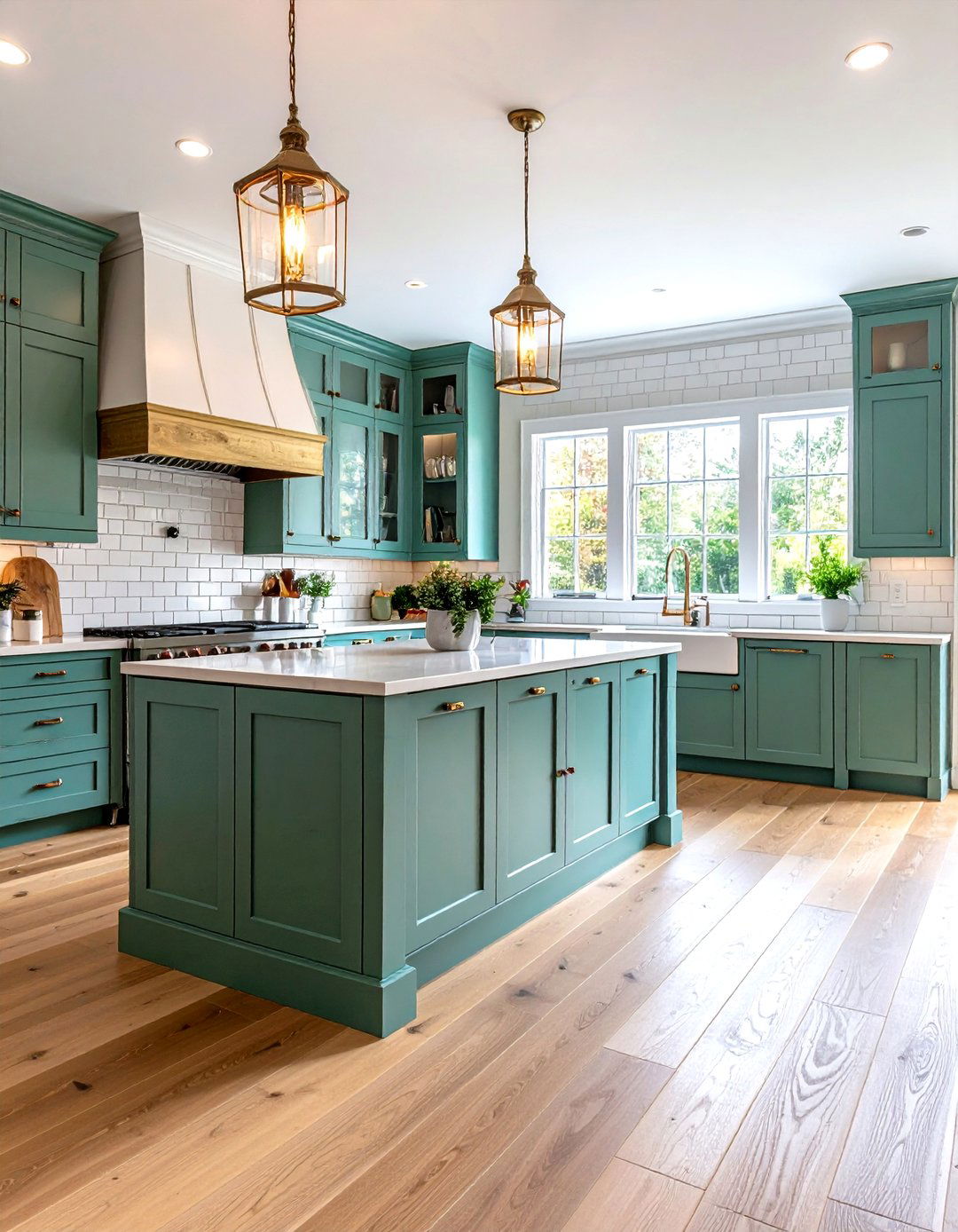 Light Wood Floor Kitchen with Subway Tile Backsplash - 20 Light Wood Floor Kitchen Ideas