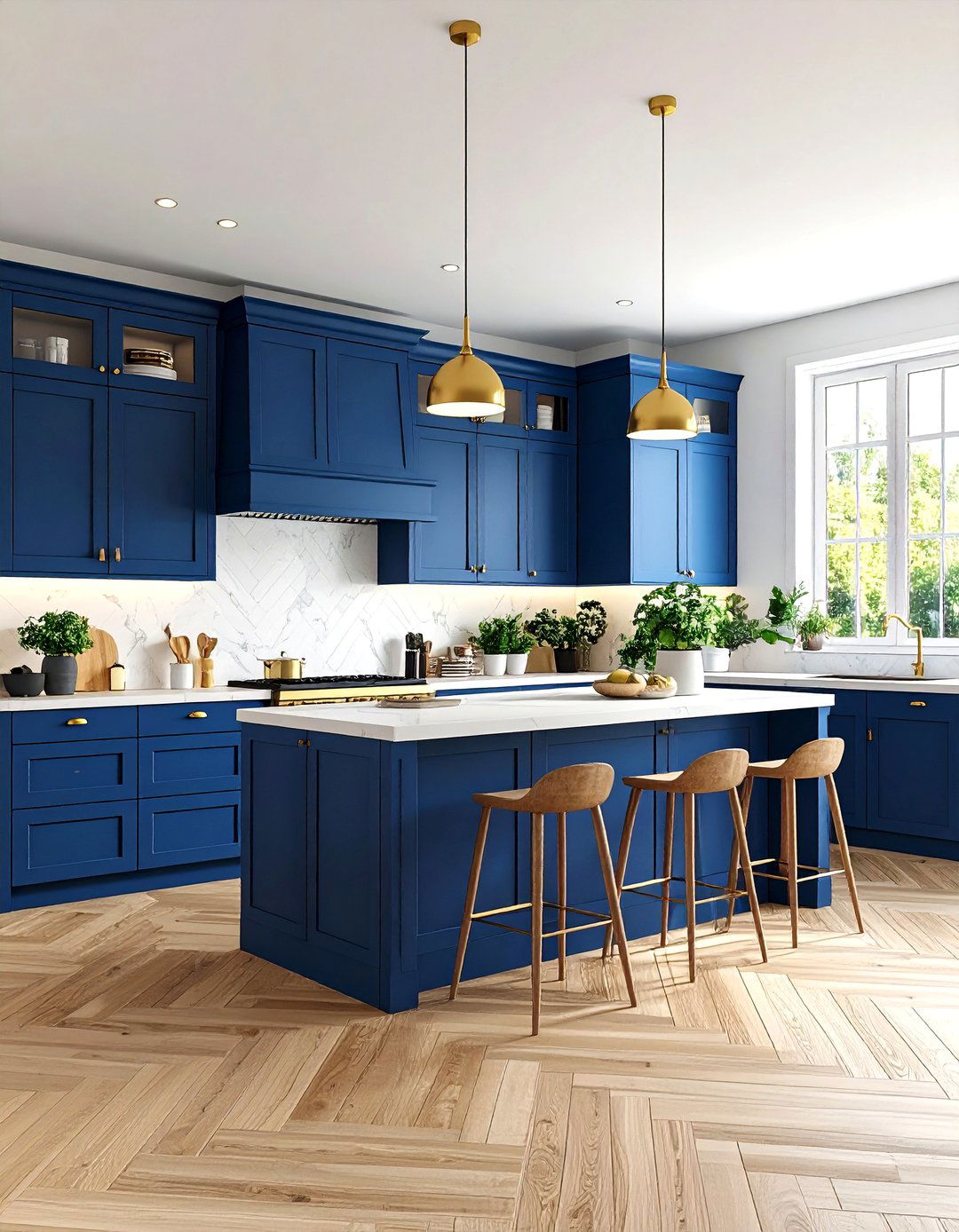 Light Wood Floor Kitchen with Two Tone Cabinets - 20 Light Wood Floor Kitchen Ideas