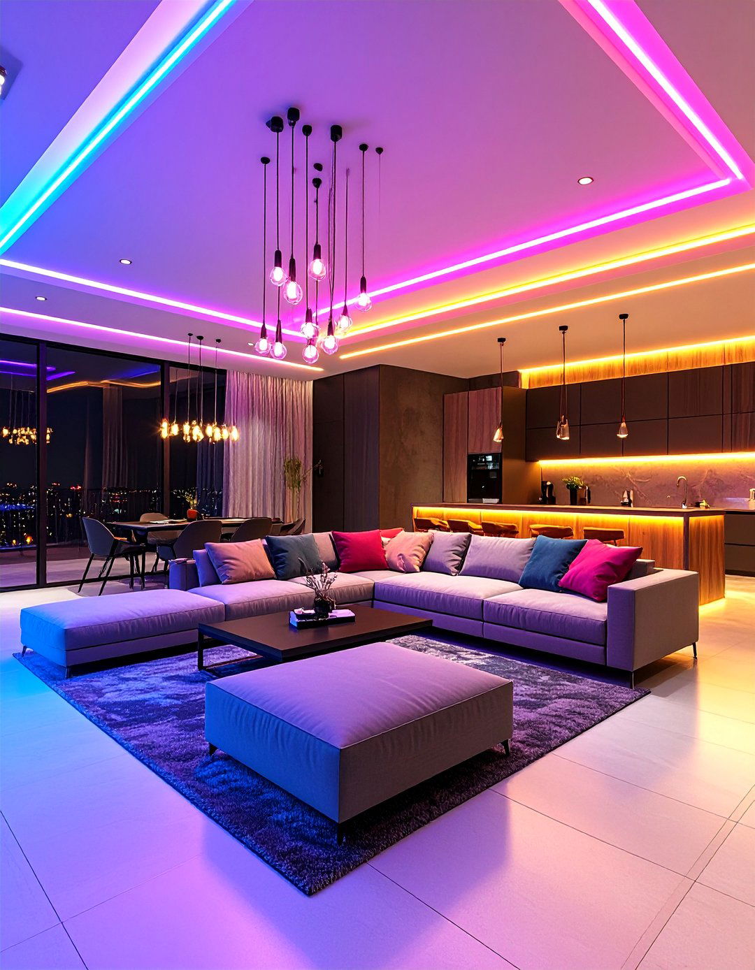 Lighting Enhanced Colorful Room Ideas with Colored Fixtures - 20 Colorful Room Ideas