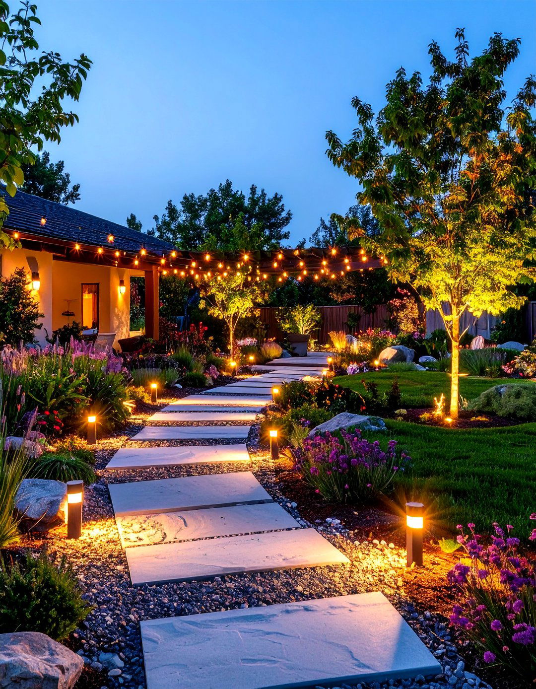 Lighting Enhanced Landscaping Design - 20 Landscaping Ideas