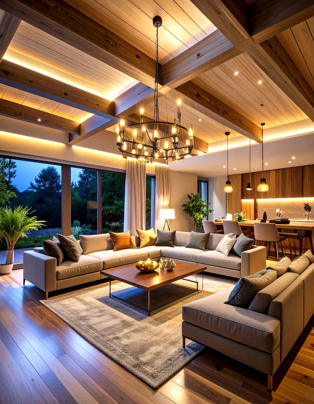 Lighting Integration - 20 Vaulted Ceiling With Beams