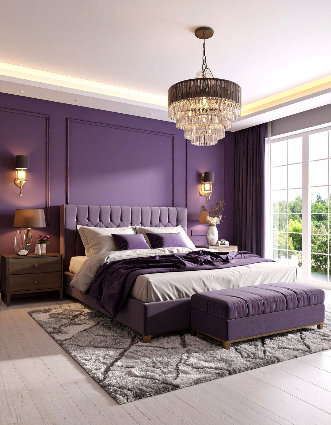 Lighting Scheme for a Dark Purple Retreat - 20 Dark Purple Bedroom Ideas